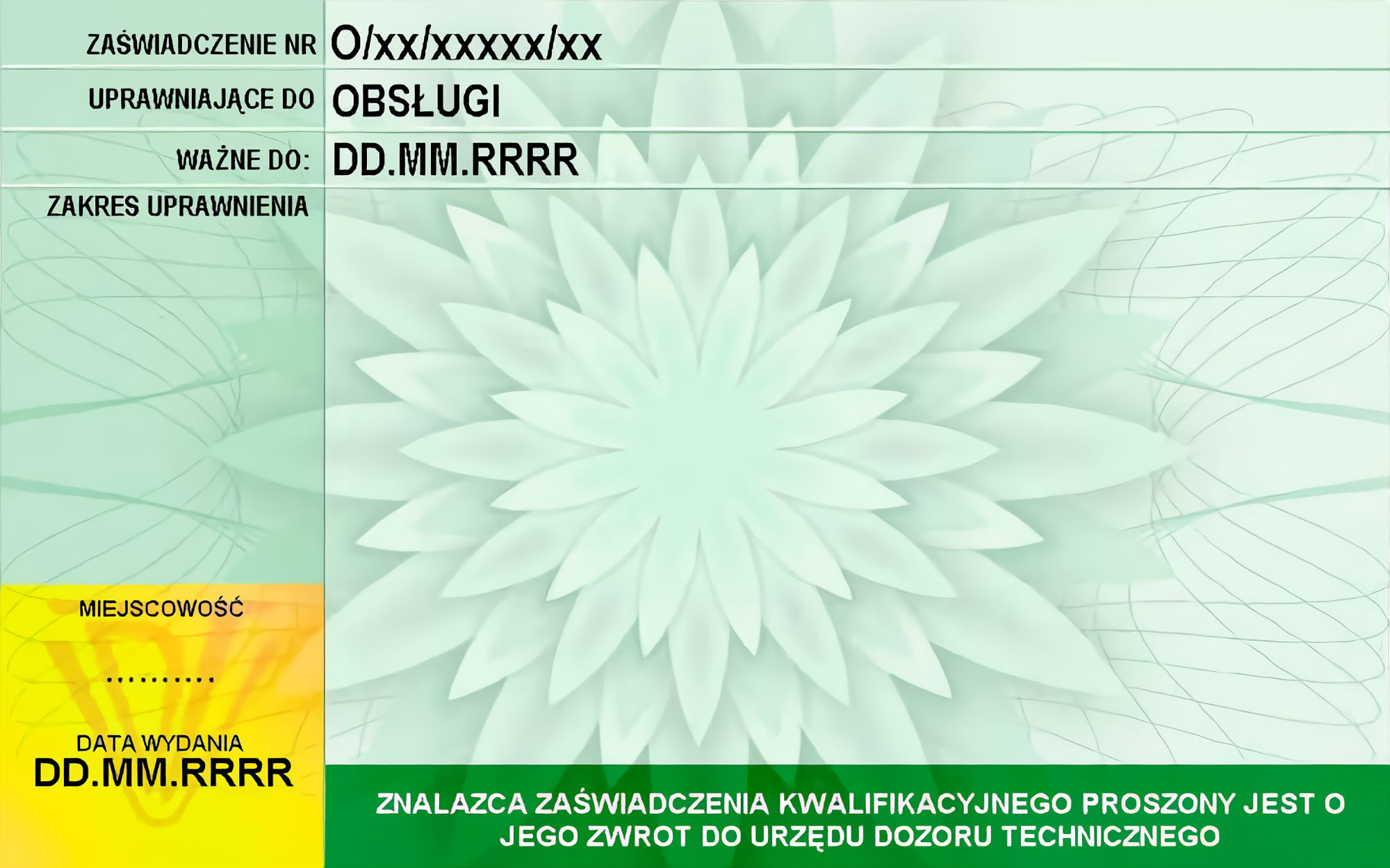 Rewers uprawnień UDT – przykładowy wzór dokumentu operatora
