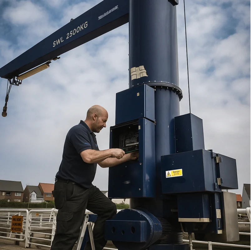 technik sprawdzający sprawność żurawia stacjonarnego