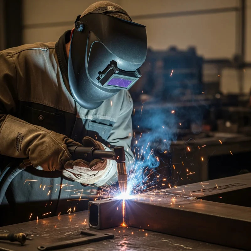 spawacz podczas cięcia plazmowego