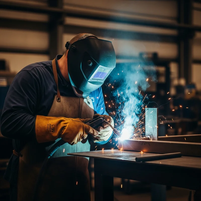 spawacz podczas pracy spawalniczej metodą MIG