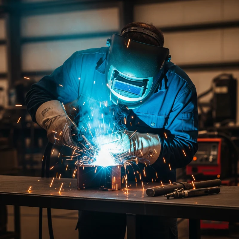 spawacz podczas pracy spawalniczej metodą MMA