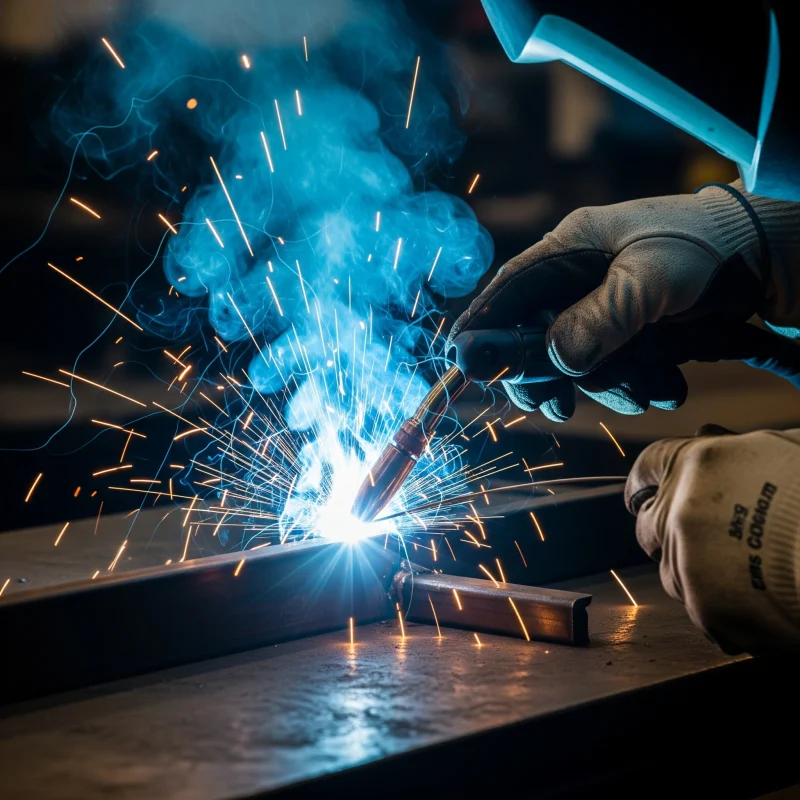 spawacz podczas pracy spawalniczej metodą TIG